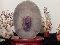 Amethyst Crystal Cluster Ring Geode W/Stand, Crystal Amethyst Ring, Amethyst slice, Amethyst Geode Ring