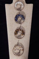 Assorted Tree of Life Gemstone Bronze 2&quot; Pendants w/chain~ Tiger Eye, Clear Quartz, Citrine, Lapis Lazuli