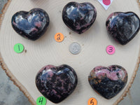 Rhodonite Crystal Heart Polished Heart Stone Puffy Heart, Rhodonite Crystal Heart, Crystal Rhodonite Heart