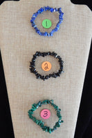 Stone Chip Bracelet~ Malachite, Lapis Lazuli, Smoky Quartz