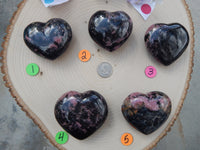Rhodonite Crystal Heart Polished Heart Stone Puffy Heart, Rhodonite Crystal Heart, Crystal Rhodonite Heart
