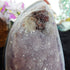 Amethyst Druzy Crystal Cluster & Polished Agate Display with Stand, Calcite