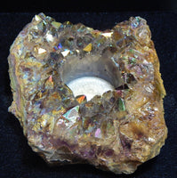Aura Quartz Crystal Candleholder, Rainbow Aura Quartz Crystal Candleholder, Titanium Quartz Crystal Candleholder, Rainbow Quartz