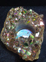 Aura Quartz Crystal Candleholder, Rainbow Aura Quartz Crystal Candleholder, Titanium Quartz Crystal Candleholder, Rainbow Quartz