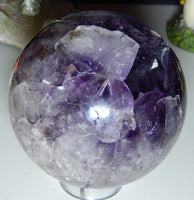 Amethyst Crystal Geode Open Mouth Sphere, Crystal Amethyst Sphere, Open Mouth Amethyst Sphere