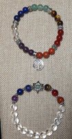Chakra Bead Bracelet With either Tree or Merkaba Star