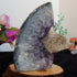 Amethyst Crystal Cluster Geode w/cut base, Fluorescent Calcite