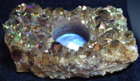 Aura Quartz Crystal Candleholder, Rainbow Aura Quartz Crystal Candleholder, Titanium Quartz Crystal Candleholder, Rainbow Quartz