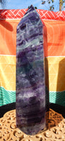 Fluorite Polished Tower Obelisk Free Form  Display, Polished Fluorite Crystal Free Form Tower, Fluorite Protection Free Form Crystal