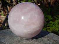 Rose Quartz Sphere Display, Rose Quartz Polished Stone Sphere, Polished Rose Quartz Sphere