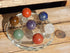 Chakra Crystal Polished Sphere Set w/7 Star Stand, Crystal Chakra Sphere Set with 7 Star Plate, Star Plate with Chakra Polished Sphere Set