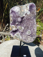 Amethyst Crystal Cluster Display with Stand, Crystal Amethyst Display Cluster, Cluster Amethyst Crystal Display, Amethyst Crystal