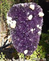 QUALITY DARK Amethyst Crystal Cluster Display with Stand, Uruguay AAA++ Quality