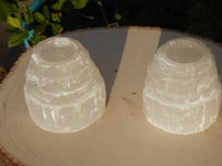 Selenite Skyscraper Tealight Candle Holder, Selenite Tealight Holder, Selenite Candle Tealight Holder, Selenite Candle Holder Skyscraper