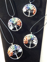Chakra Tree of Life Gemstone 2&quot; Pendants w/chain