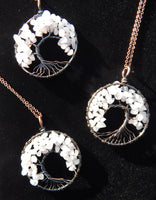 Rose Quartz Tree of Life Gemstone Bronze 2&quot; Pendants w/chain