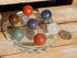 Chakra Crystal Polished Sphere Set w/7 Star Stand, Crystal Chakra Sphere Set with 7 Star Plate, Star Plate with Chakra Polished Sphere Set