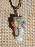 Chakra Tree of Life Flat Point Moonstone Pendant w/chain