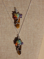 Chakra Tree of Life Flat Point Tiger Eye Pendant w/chain