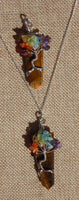 Chakra Tree of Life Flat Point Tiger Eye Pendant w/chain