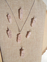 Rose Quartz Wire Wrapped Point Necklace