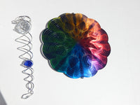 Mandala Sun Burst Kinetic 3D 12&quot; Metal Outdoor Garden Decor Wind Spinner Set, Mandala Sun Burst Wind Spinner w/battery motor & tail