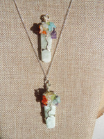 Chakra Tree of Life Flat Point Aquamarine Pendant w/chain