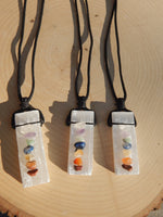 Chakra Stones on Selenite Log Necklace