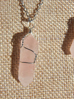 Rose Quartz Wire Wrapped Point Necklace