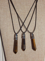 Tiger Eye Hexagon Point Necklace