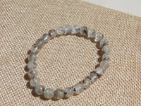 Rutilated Quartz Bead Bracelet, Quartz Rutilated White Bead Bracelet