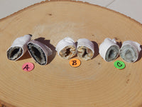 A+ Quality Brazilian Natural Oco Geode Pairs, Oco Geode Natural pair, Druzy Agate Geode, Polished Banded Agate Geode Druzy