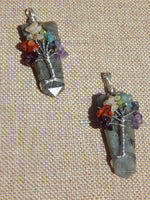 Chakra Tree of Life Flat Point Labradorite Pendant w/chain
