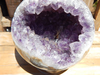 Amethyst Crystal Geode Open Mouth Sphere, Crystal Amethyst Sphere, Open Mouth Amethyst Sphere
