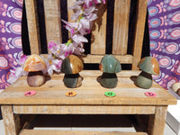 Ocean Jasper Crystal Semi-Polished Free Form Mushrooms, Free Form Ocean Jasper Mushrooms, Crystal Ocean Jasper Mushrooms