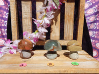 Ocean Jasper Crystal Semi-Polished Free Form Mushrooms, Free Form Ocean Jasper Mushrooms, Crystal Ocean Jasper Mushrooms