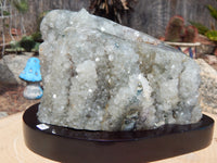 RARE** Green Amethyst Druzy Crystal Cluster Geode & Polished agate w/stand, *RARE*