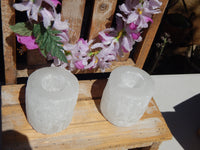 Selenite Flat Top Round Tealight Candle Holder, Selenite Tealight Holder, Selenite Candle Tealight Holder, Selenite Candle Holder Flat Top