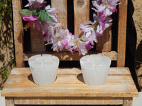 Selenite Flower Pot Round Tealight Candle Holder, Selenite Tealight Holder, Selenite Candle Tealight Holder, Selenite Candle Flower Pot