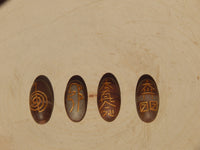 Shiva Lingam Engraved Stone Reiki Set Brown, Brown Shiva Lingam Reiki Stone Set, Reiki Shiva Stone Set, Shiva Lingam Brown Reiki Set
