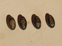 Shiva Lingam Engraved Stone Reiki Set Black, Black Shiva Lingam Reiki Stone Set, Reiki Shiva Stone Set, Shiva Lingam Black Reiki Set