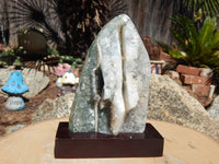 RARE** Green Amethyst Druzy Crystal Cluster Geode & Polished agate w/stand, *RARE*