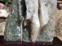 RARE** Green Amethyst Druzy Crystal Cluster Geode & Polished agate w/stand, *RARE*