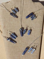 Sodalite Wire Wrapped Point Necklace & Earring Set, Wire Wrapped Sodalite Point Jewelry set