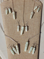 Amazonite Wire Wrapped Point Necklace & Earring Set, Wire Wrapped Amazonite Point Jewelry set