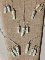 Amazonite Wire Wrapped Point Necklace & Earring Set, Wire Wrapped Amazonite Point Jewelry set