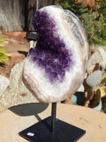 Amethyst Crystal Cluster Display with Stand, Crystal Amethyst Display Cluster, Cluster Amethyst Crystal Display, Amethyst Crystal