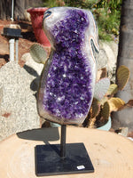 Amethyst Crystal Cluster Display with Stand, Crystal Amethyst Display Cluster, Cluster Amethyst Crystal Display, Amethyst Crystal