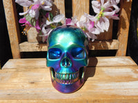 Aura Quartz Crystal Skull, Rainbow Aura Quartz Crystal Skull, Titanium Quartz Crystal Skull, Rainbow Quartz