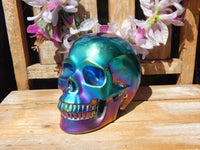 Aura Quartz Crystal Skull, Rainbow Aura Quartz Crystal Skull, Titanium Quartz Crystal Skull, Rainbow Quartz